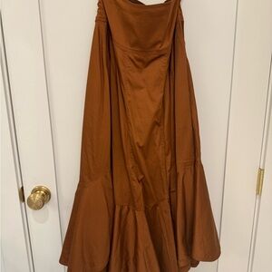FARM Rio High Low Skirt in Rich Brown burnt orange size S